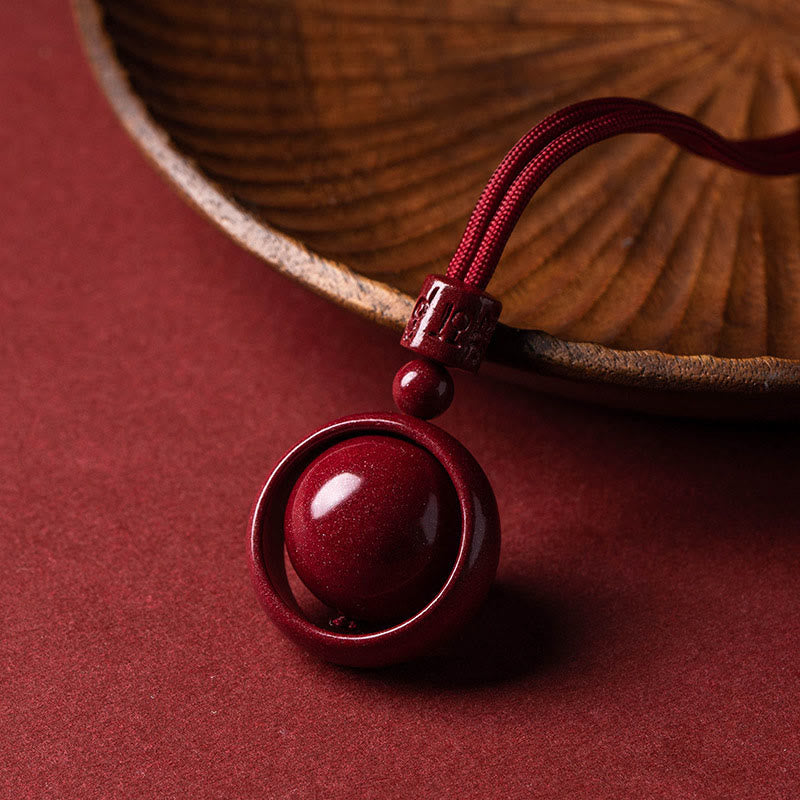 Cinnabar Om Mani Padme Hum PiXiu Blessing Lucky Bead Necklace Pendant