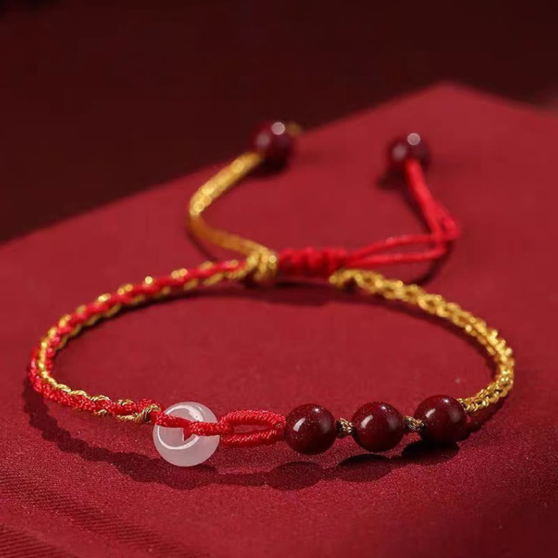 Natural Cinnabar Jade Peace Buckle Blessing Bracelet