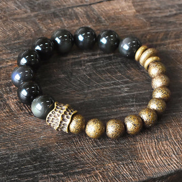 Rainbow Obsidian Copper Bead Positive Transformation Bracelet