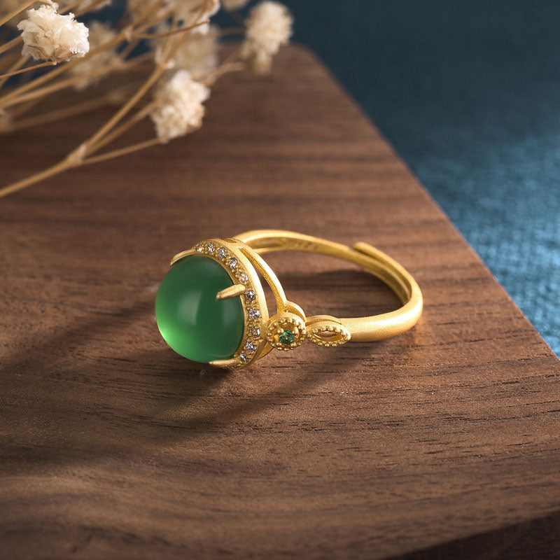 Minimalist Cyan Jade and Copper Inset Band Ring