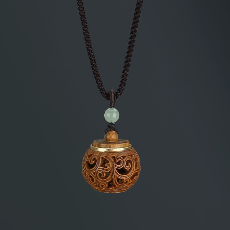 Tibet Green Sandalwood Rosewood Om Mani Padme Hum Lotus Positive Soothing Necklace Pendant