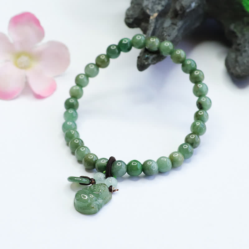 Laughing Buddha Cyan Jade Healing Bracelet