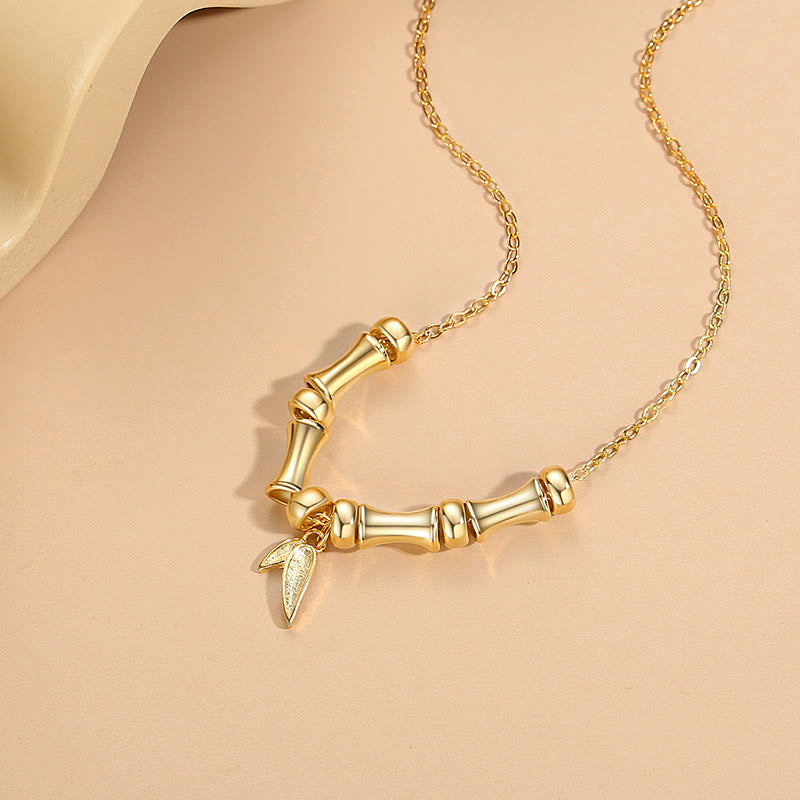 Golden Bamboo Pattern Titanium Steel Wealth Necklace Pendant