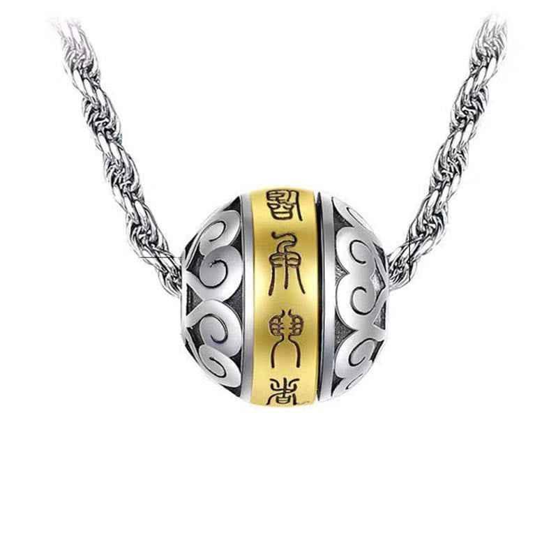 Taoist Nine-Character Mantra Engraved Amulet Balance Necklace Rotatable Pendant