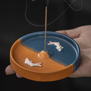Hand-Painted Koi Fish Ceramic Stick Incense Burner