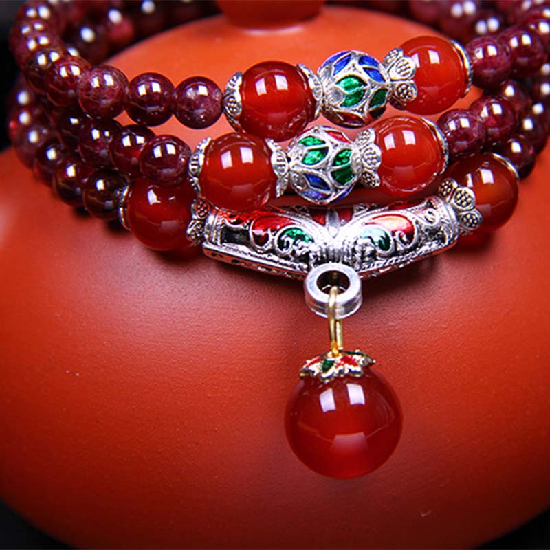 Natural Garnet Red Agate Blessing Healing Bracelet Necklace Pendant