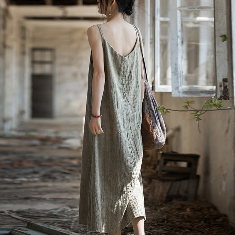 Artisanal Tie-Dye Linen Breezy Meditation Midi Dress