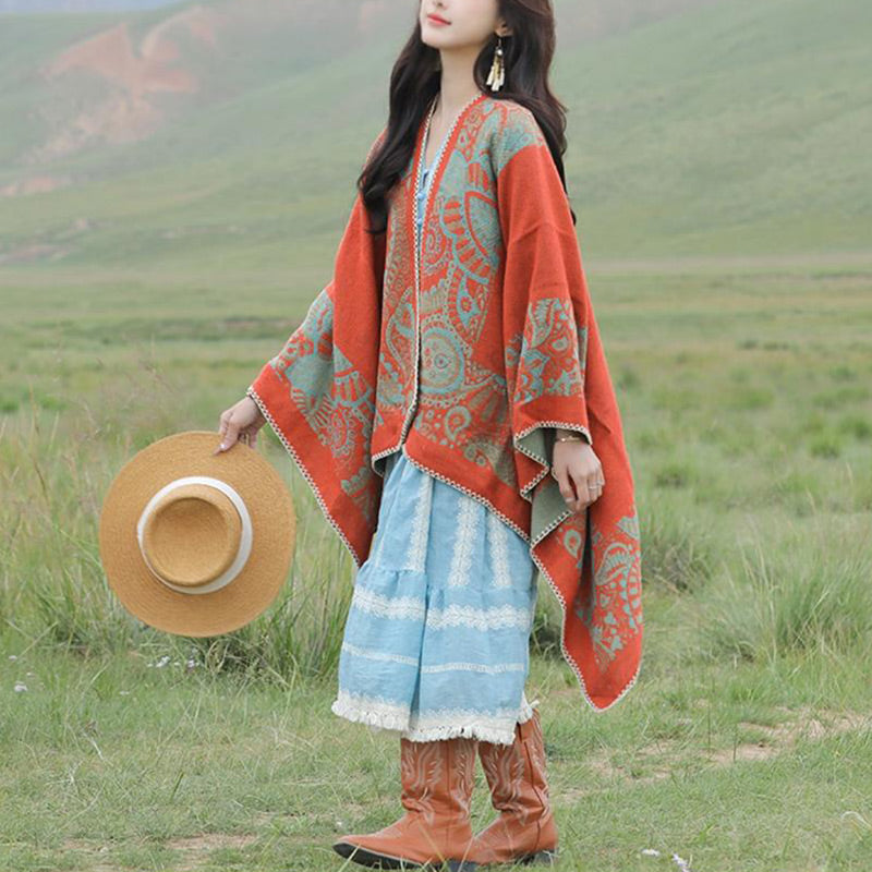 Tibetan Shawl Simple Pattern Winter Cozy Travel Scarf Wrap