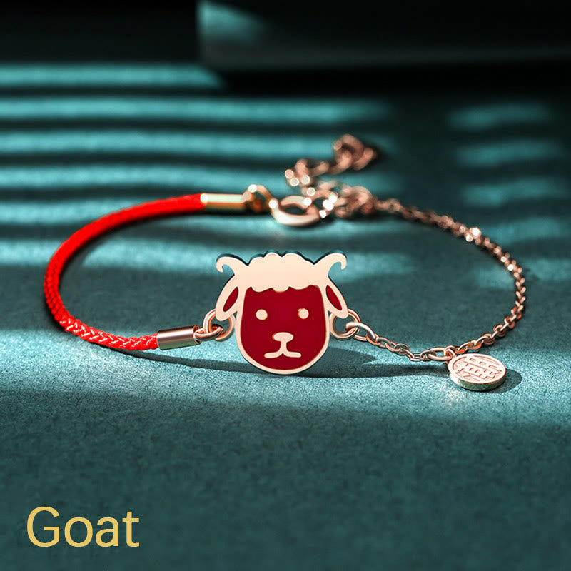 925 Sterling Silver Color-changing Chinese Zodiac Luck Protection Red String Chain Bracelet