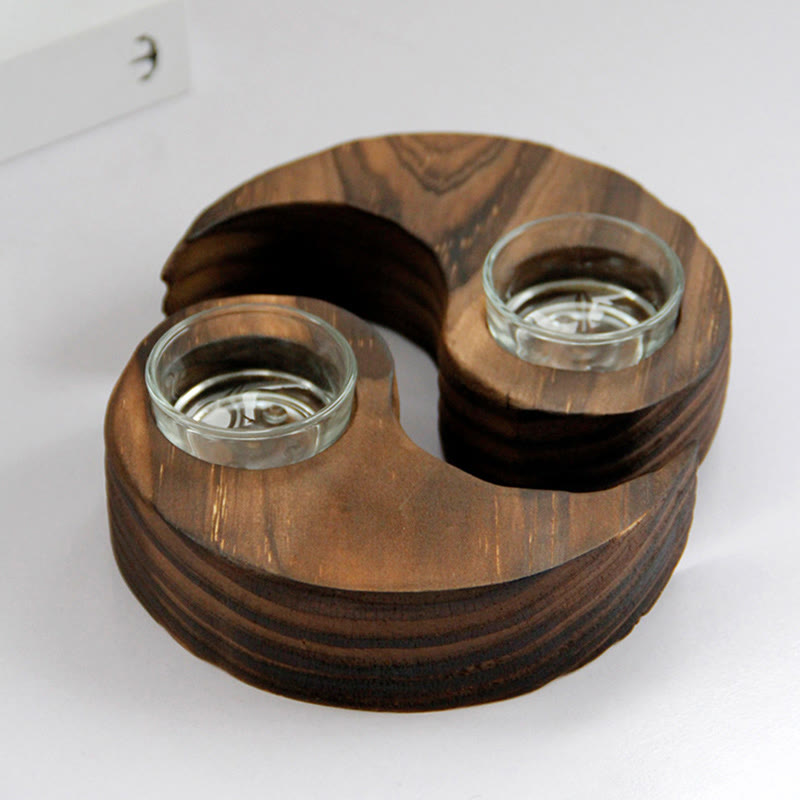 Yin Yang Wood Candle Holder Meditation Rituals Use Items (Extra 35% Off | USE CODE: FS35)