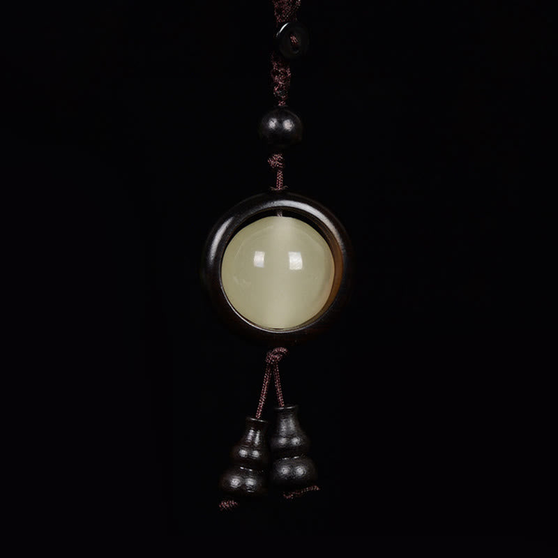 Red Sandalwood Ebony Wood Green Sandalwood Luminous Lucky Bead Gourd Peace Key Chain