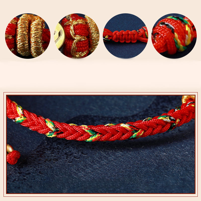 Hand-Braided Red String Sterling Silver Zodiac Guardian Buddha Bracelet