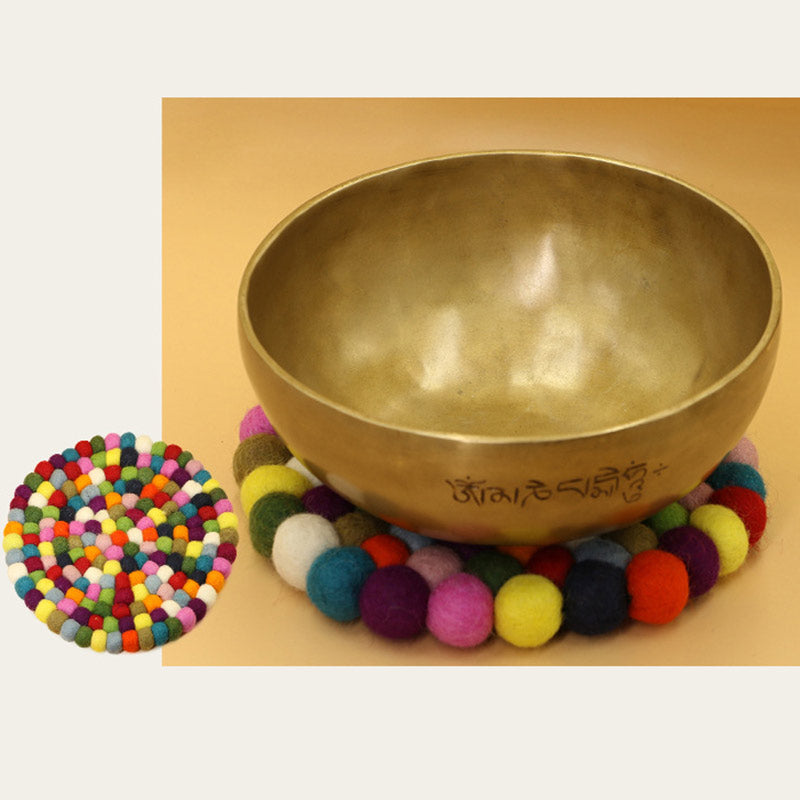 Tibetan Singing Bowl Handcraft Felted Wool Cushion Decoration
