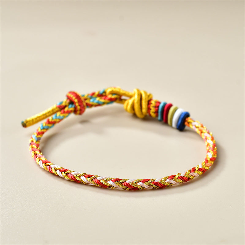 Handcrafted Colorful Gold Braid Rope Bracelet for Energetic Balance
