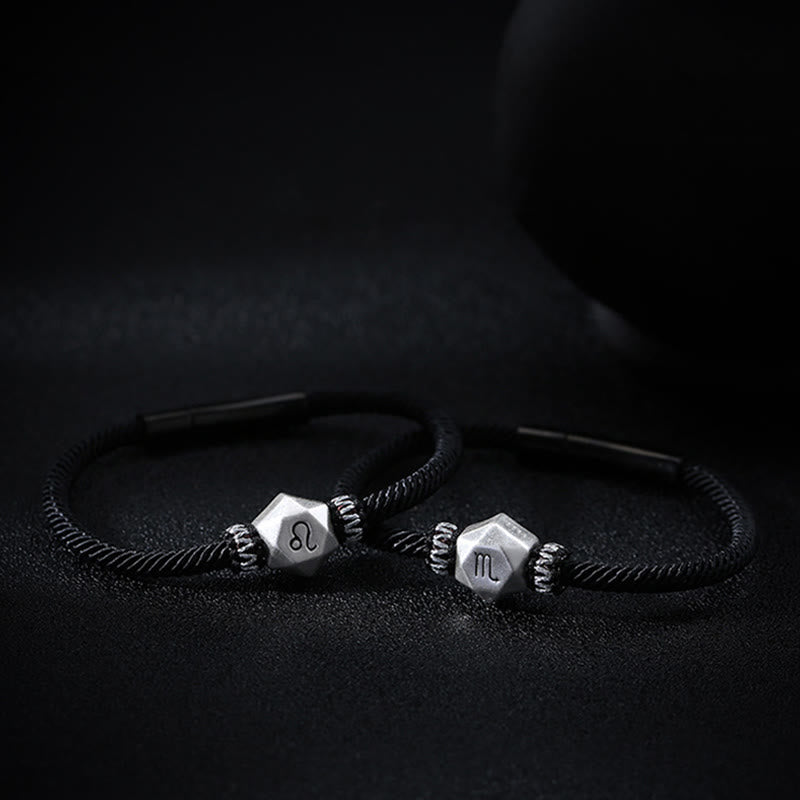 999 Sterling Silver 12 Constellations of the Zodiac Protection Handmade String Bracelet