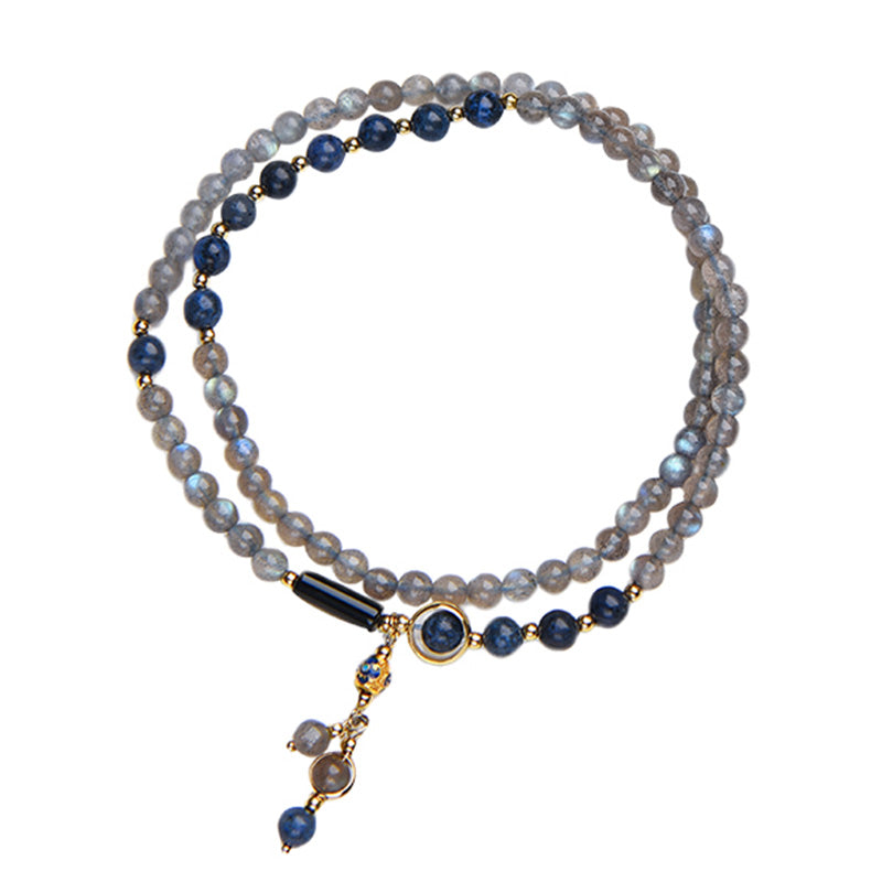 Serenity Beaded Moonstone and Lazurite Multi-Wrap Energy Bracelet