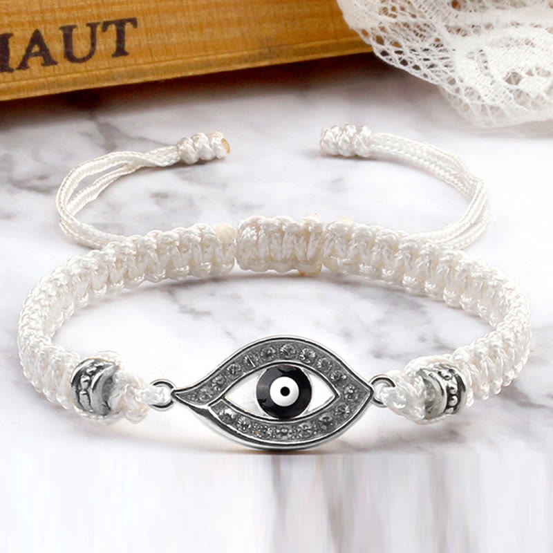 Handmade Evil Eye Red String Braided Bracelet with Gold or Silver Border