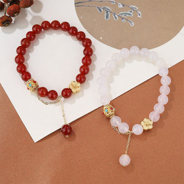 Natural Agate and Copper Peach Blossom Self-Acceptance Bracelet