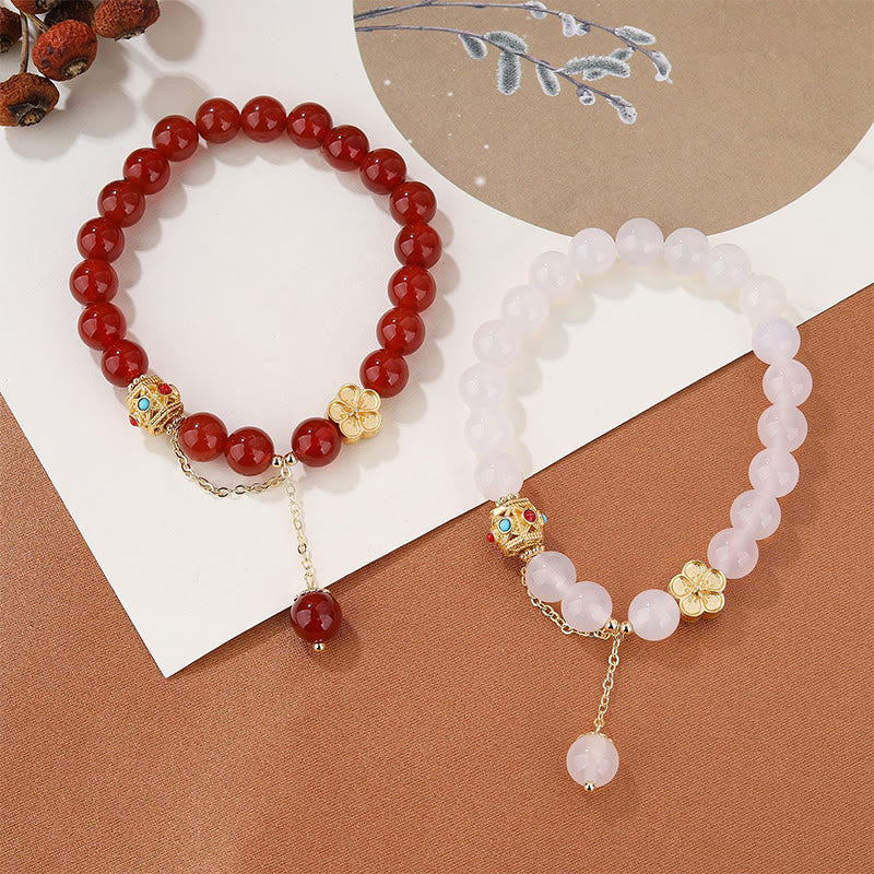 Natural Agate and Copper Peach Blossom Self-Acceptance Bracelet