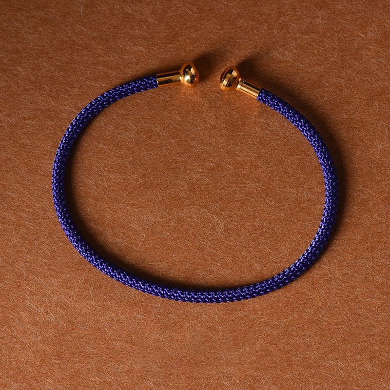 Handmade Minimalist Braided Red String Bracelet with Gold and Copper Accents