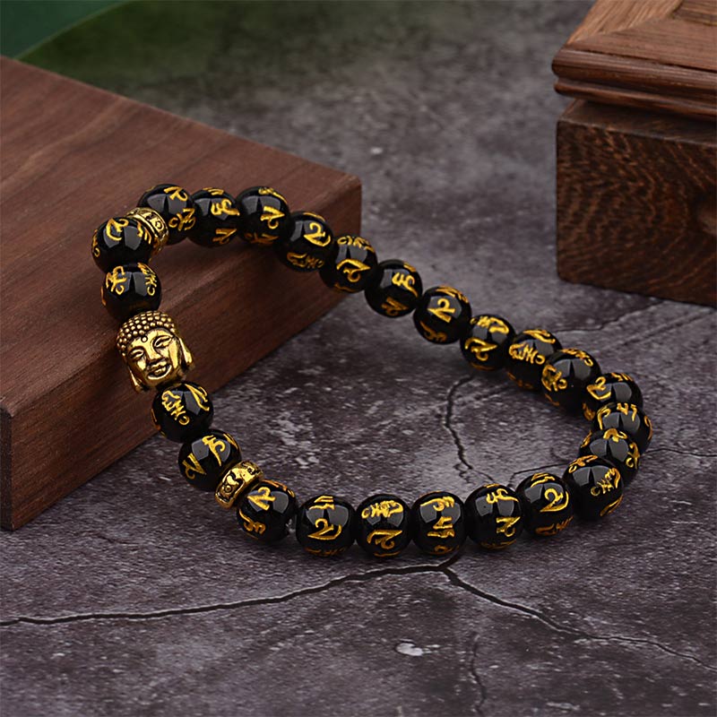 Handmade Tibetan Om Mani Padme Hum Mantra & Buddha Amulet Bracelet