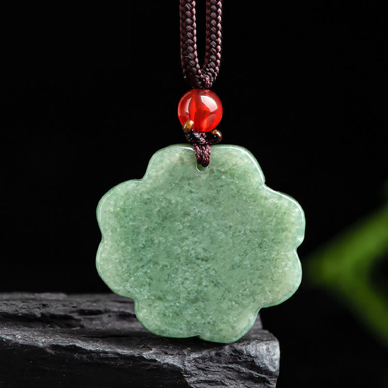 Natural Lucky Four Leaf Clover Jade Prosperity Necklace Pendant