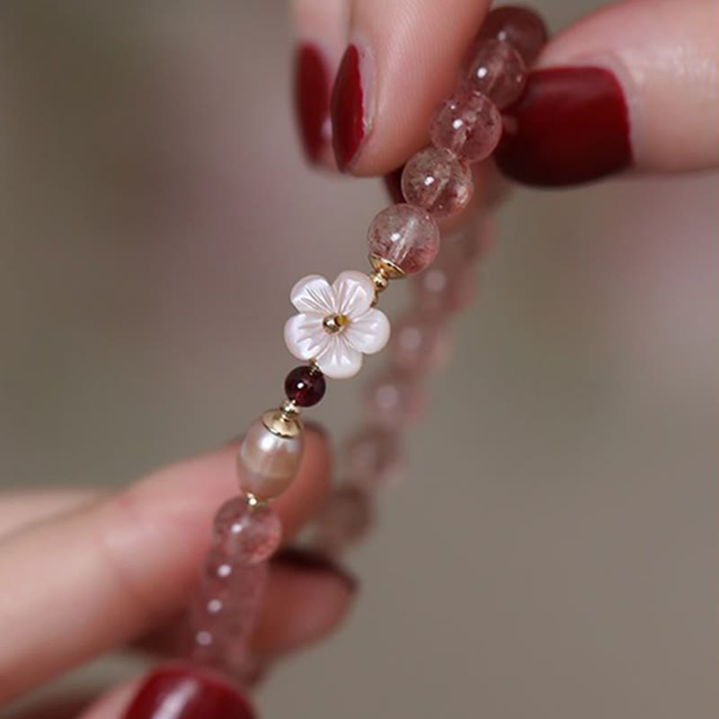 Strawberry Quartz Peach Blossom Love Bracelet