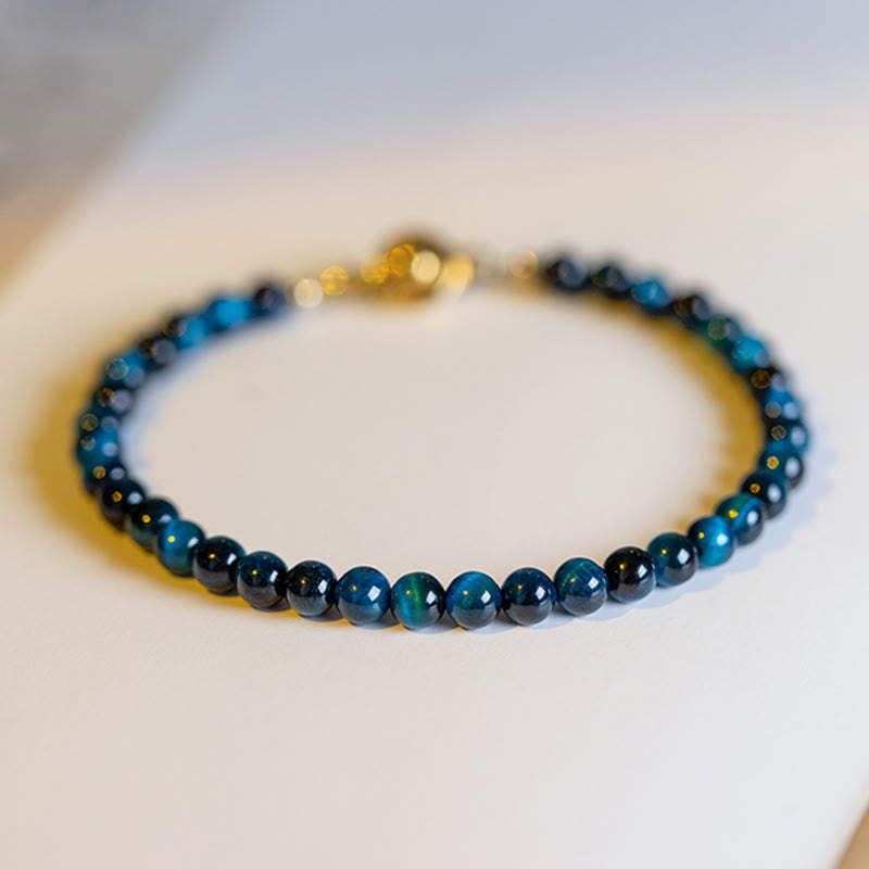 Natural Blue Tiger Eye Stone Protection Chain Bracelet