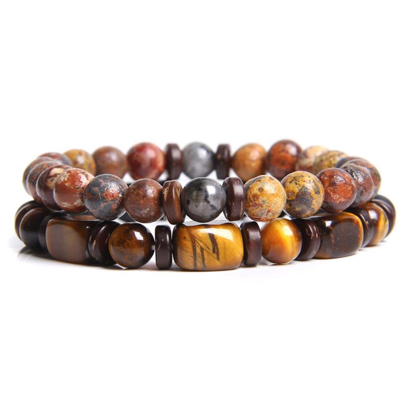 2PCS Healing Crystal Emperor Stone Tiger Eye Bead Bracelet