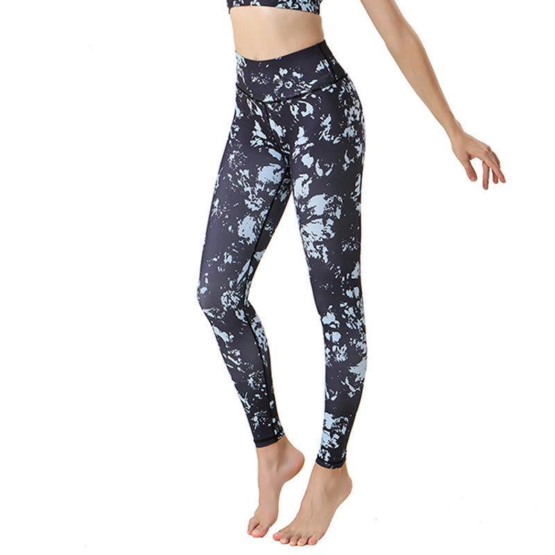 Earthy Botanical Print High-Waist Yoga Leggings