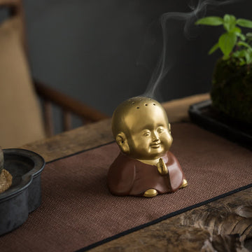 Handcrafted Ceramic Laughing Buddha Healing Incense Burner for Meditation