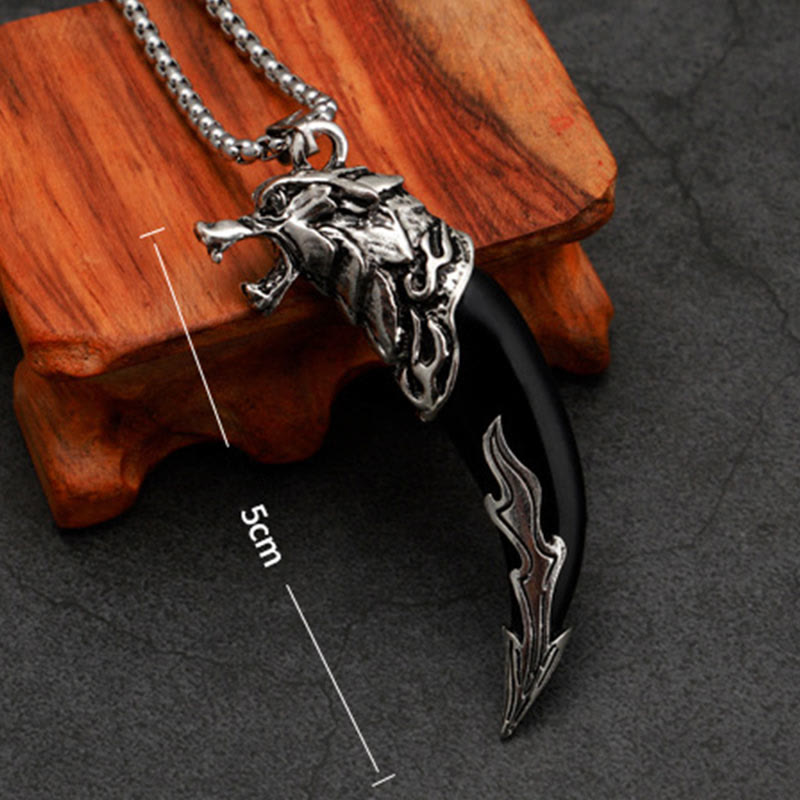 Imitation Wolf Tooth Titanium Steel Balance Necklace Pendant