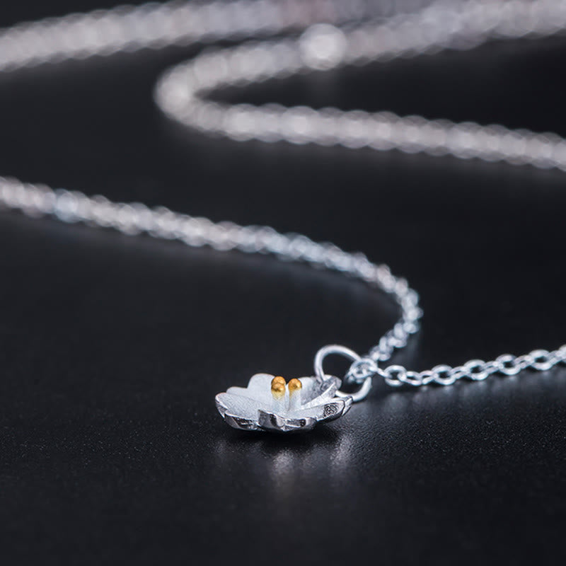 925 Sterling Silver Cherry Blossom Flower Blessing Necklace Pendant