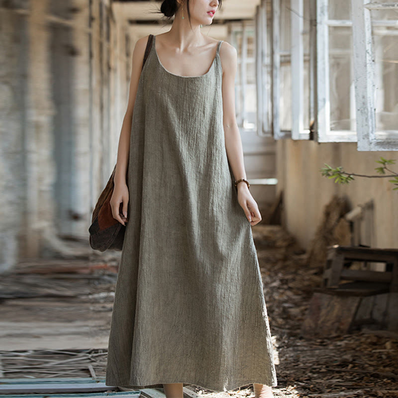 Artisanal Tie-Dye Linen Breezy Meditation Midi Dress