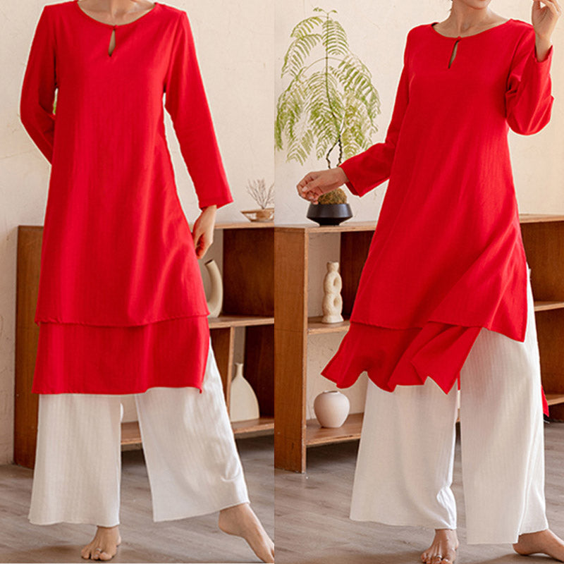 2Pcs Simple Design Tai Chi Meditation Yoga Clothing Top Pants Women's Set