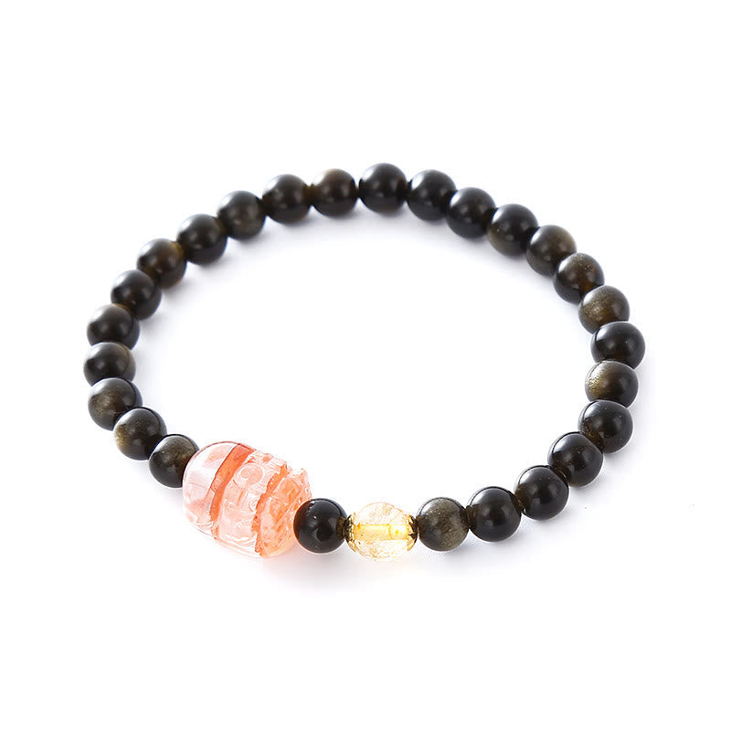 Natural Gold Sheen Obsidian PiXiu Wealth Protection Bracelet