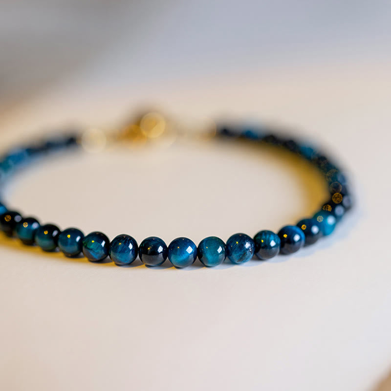 Natural Blue Tiger Eye Stone Protection Chain Bracelet