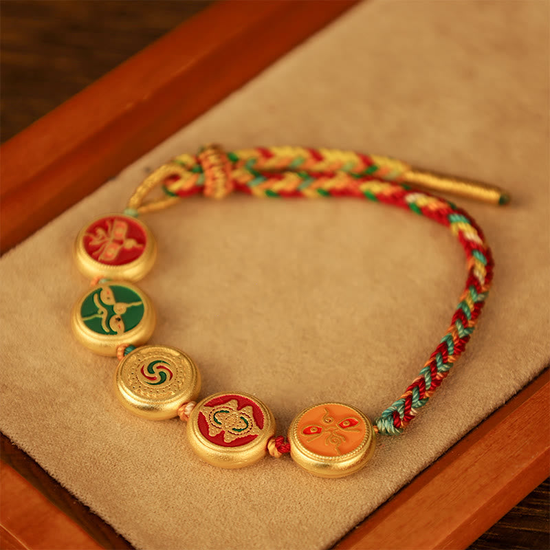Tibetan Five God Of Wealth Colorful Rope Braided Luck Bracelet