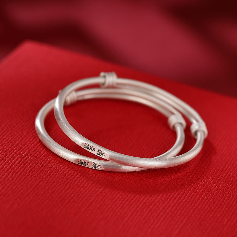 999 Sterling Silver Peace And Joy Protection Kids Child Bracelet Bangle