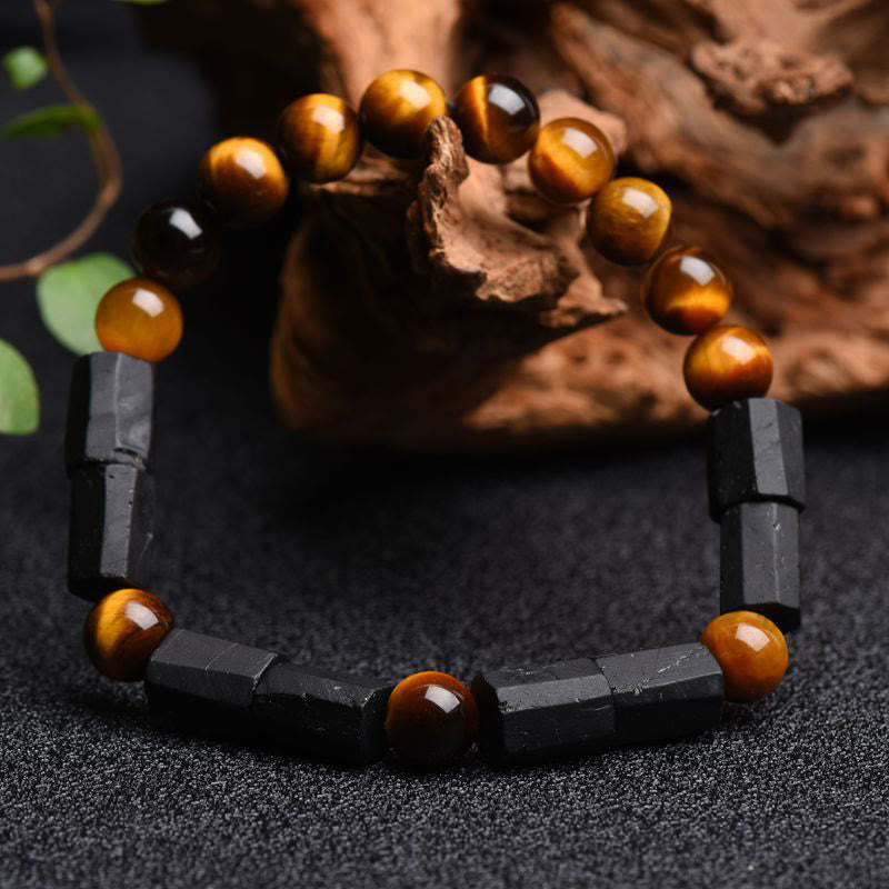 Natural Black Tourmaline Tiger Eye Positive Bracelet