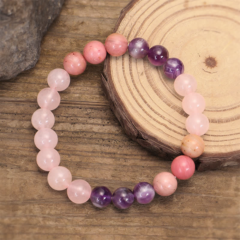 108 Mala Beads Amethyst Rose Quartz Spiritual Healing Tassel Bracelet