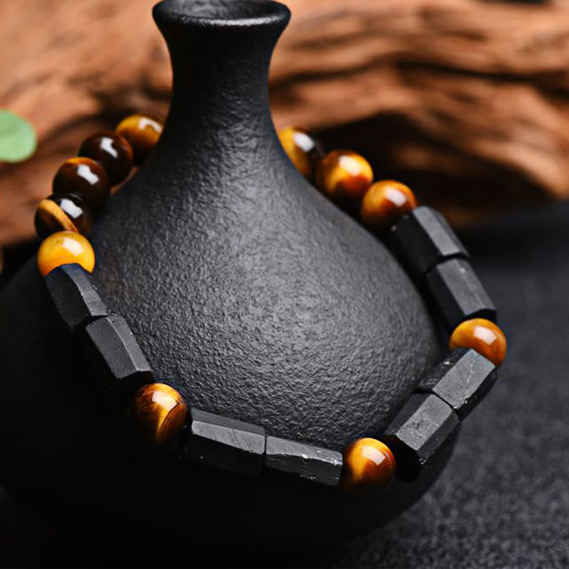 Natural Black Tourmaline Tiger Eye Positive Bracelet