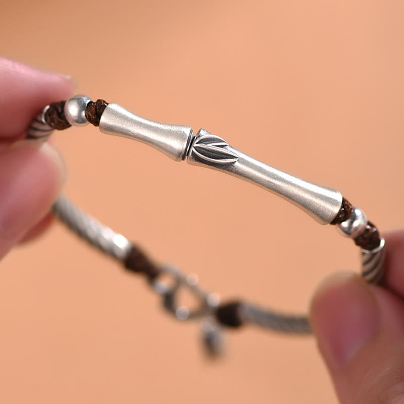 999 Fine Sterling Silver Bamboo Pattern and Cicada Engraved Open Cuff Bracelet