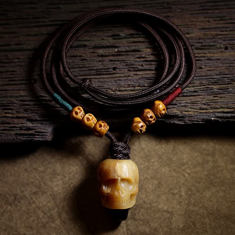 Tibetan Camel Bone Skull The Lord of the Corpse Forest Protection Necklace Pendant