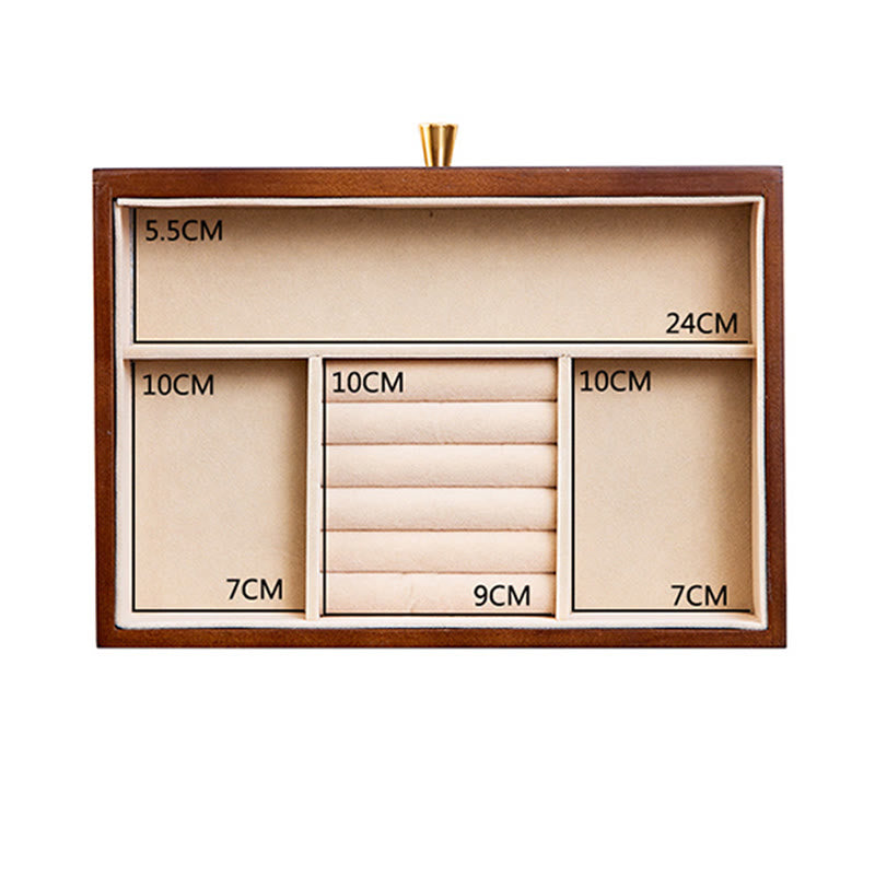 Retro Handcrafted Solid Wood Multi-Layer Jewelry Storage Box with Drawer