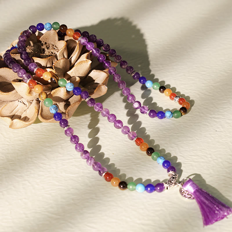 Healing Crystal Mala Prayer Beads 108 Meditation Healing Multilayer Bracelet Necklace