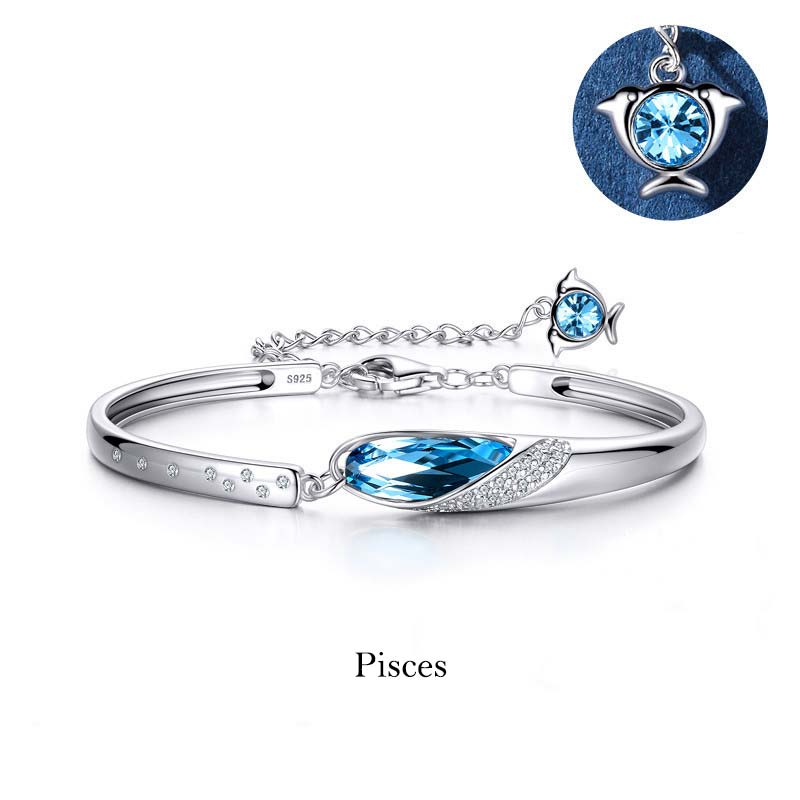 925 Silver Plated Copper 12 Constellations of the Zodiac Charm Bracelet