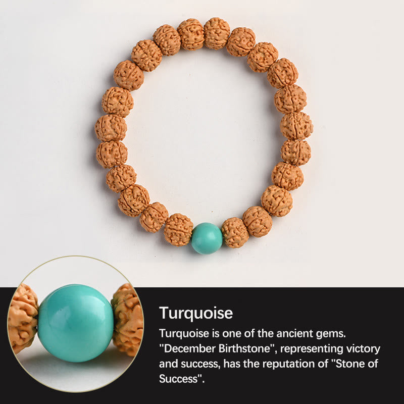 Tibetan Rudraksha & Bodhi Seed Bracelet with Hetian Jade and Gold Sheen Obsidian