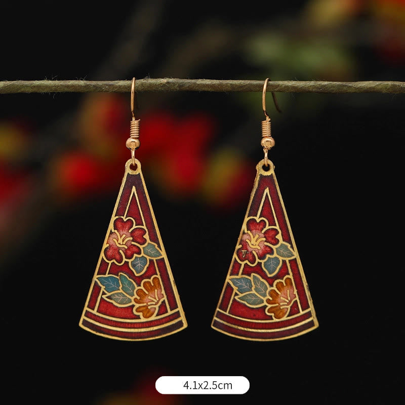 Artistic Copper Alloy Lotus Butterfly and Flower Motif Drop Earrings