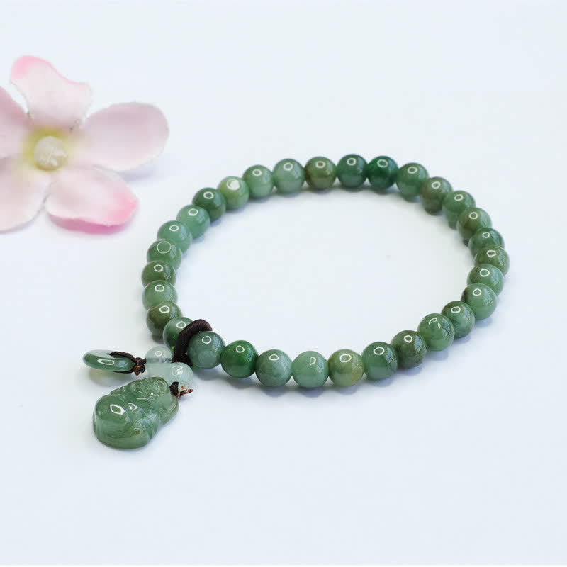 Laughing Buddha Cyan Jade Healing Bracelet